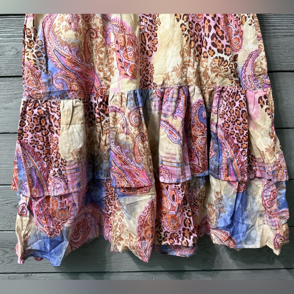 NWT Chaudry KC Anthropologie Leopard Paisley Watercolor Dress Sz M Spring Summer - Picture 14 of 16